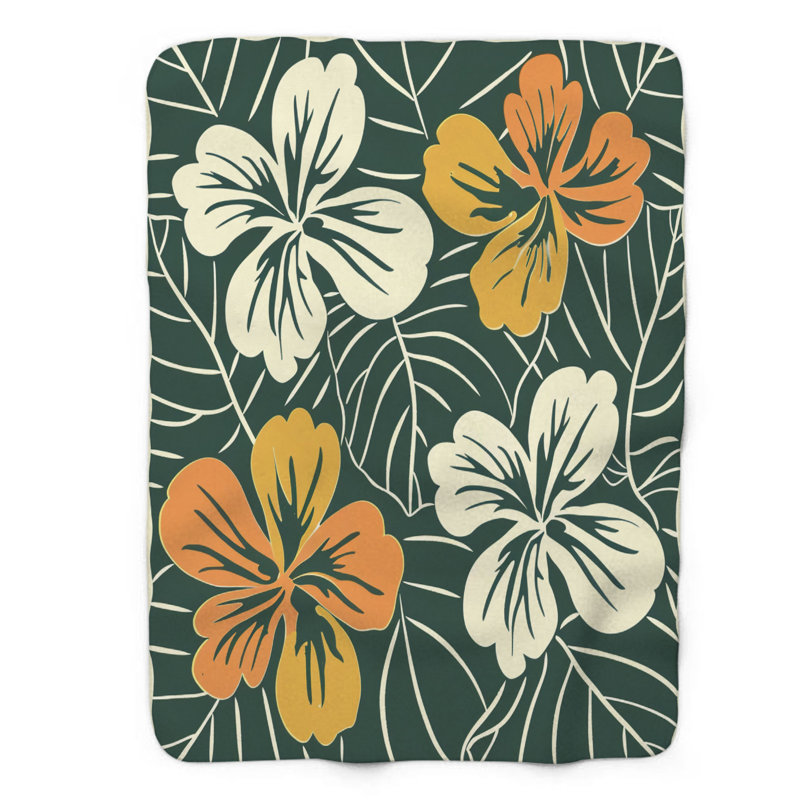 Tropical Blocks - Couverture sherpa de qualité supérieure 1 pièce, L 60 po x L 80 po