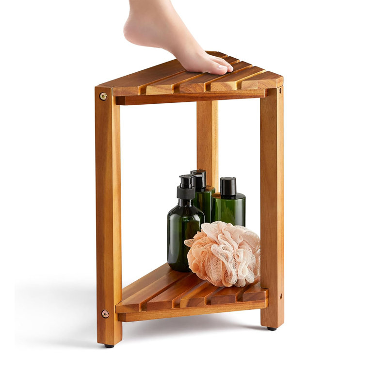 Banc de douche en bois massif l 16,5 po