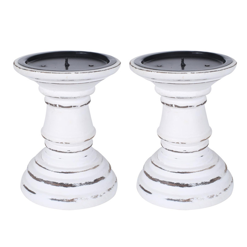 2 Piece Wood Pillar Set, 13cm H x 10cm W x 10cm D