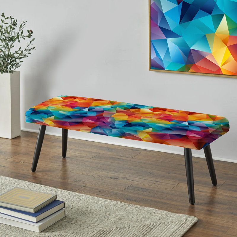 Multicolor Geometric Prism Parade - Banc rembourré géométrique noir