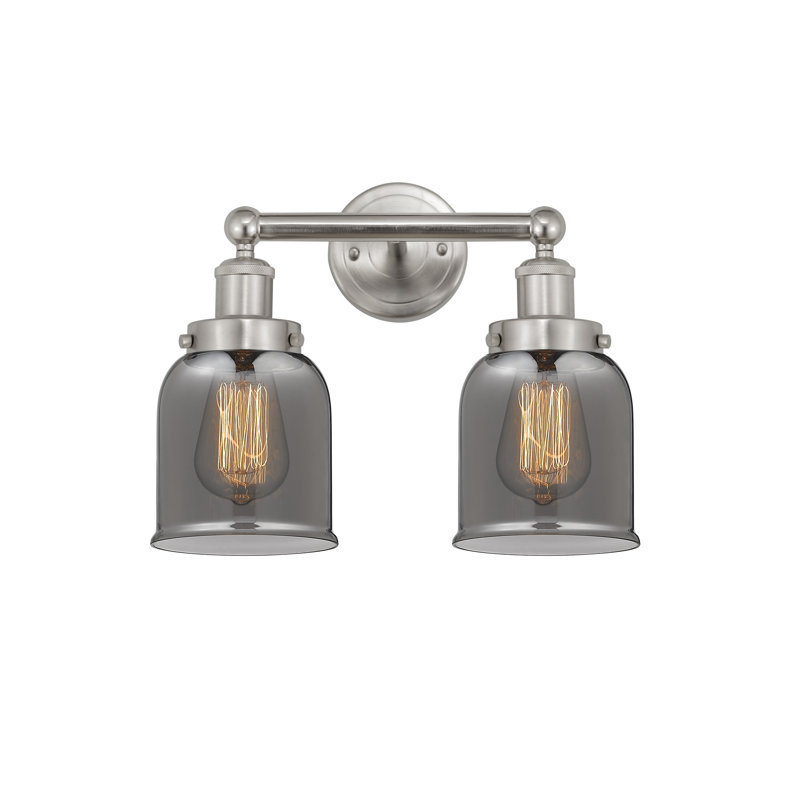 Éclairage pour meuble-lavabo à 2 lumières à intensité variable Corralitos, Plaqué couleur fumée, Nickel satiné brossé