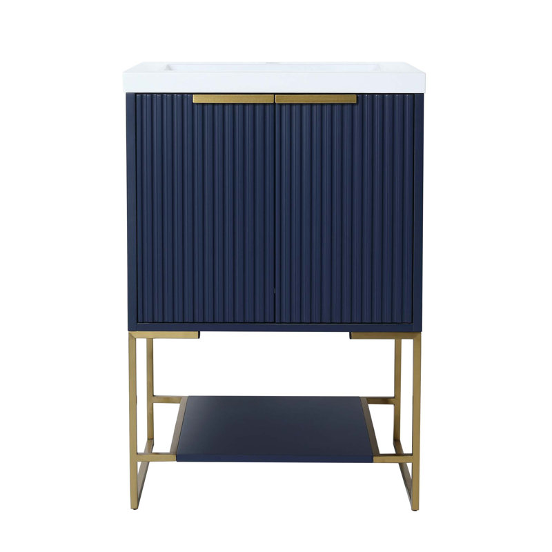 Meuble-lavabo autoportant avec lavabo en résine
