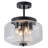 Modern 4-Light Semi Flush Mount Ceiling Light With Clear Ribbed Glass Shade Matte Black Finish E12 Base UL ETL Listed For Bedroom Living Room Hallway