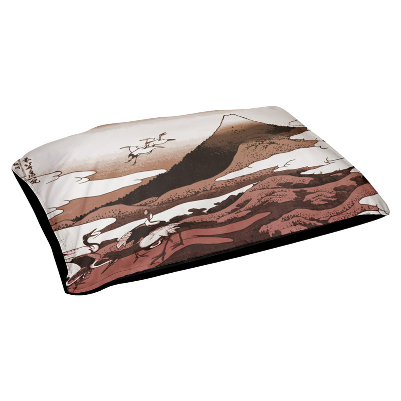 Coussin de concepteur japonais pour grues Burkart, L 42 po x l 52 po, Rouge / Noir