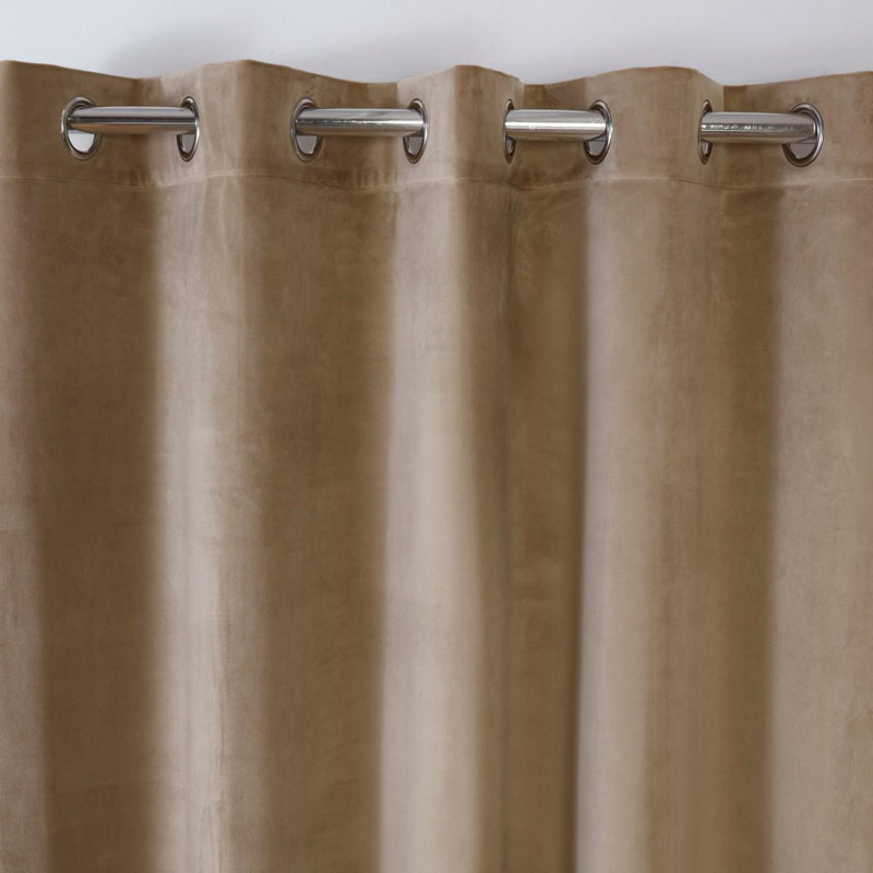 Casa Blackout Ready Made Solid Colour Eyelet Velvet Curtains, 66cm Width x 90cm Drop, Brown