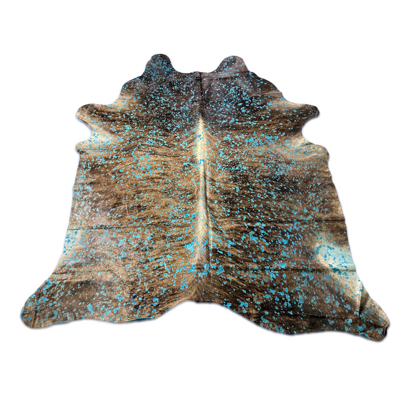 Viscose Turquoise Acid Washed Cowhide Rug