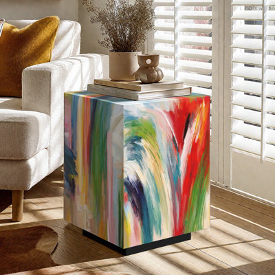 Ossi 55.8CM Rectangle Glass Side Table Block Sofa Table