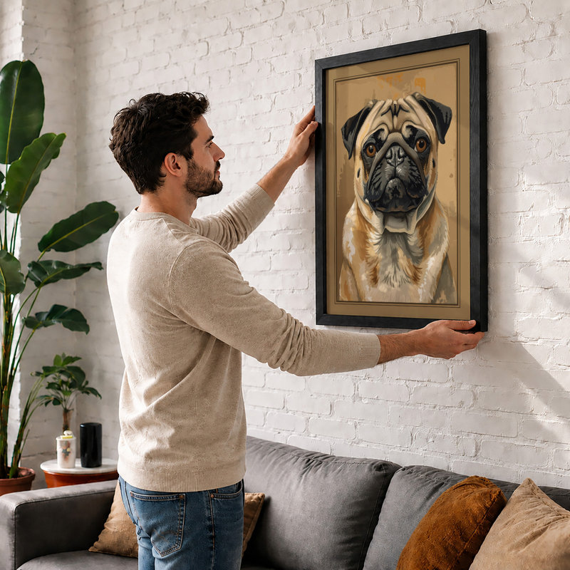 Dignified Pug Modern - Print, A3 - 42.0 x 29.7 cm, White
