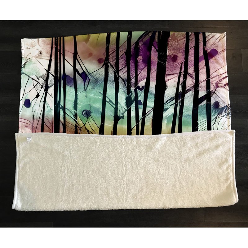 Throw Blanket, 68" W x 80" L, Striped/Abstract, Pink/Blue/Black/Purple