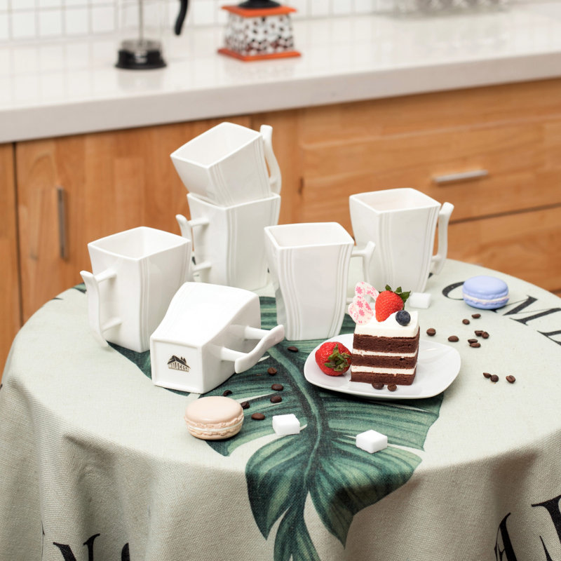 Flora Ceramic Coffee Mug, White