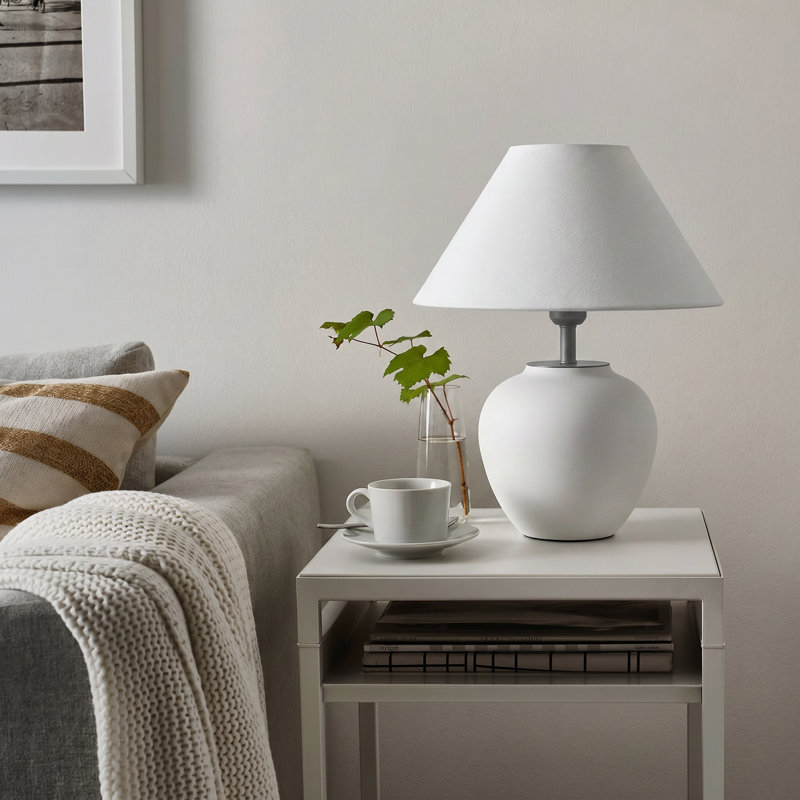 14.17" Ceramic Table Lamp, White