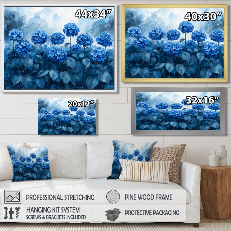 Jabel hortensias dans une tempête d'été - hydrangées, art mural, Reproduction encadrée d'une seule photo, H 30 po x l 40 po