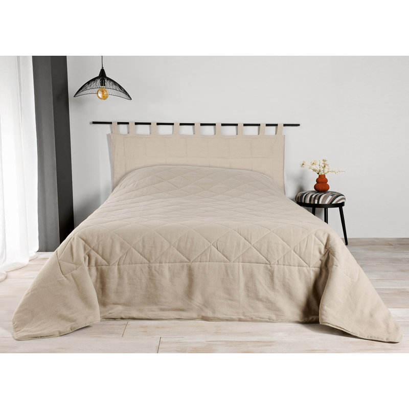 Irandy 100% Linen Solid Colour Bedspread, Natural, W230 x L250cm