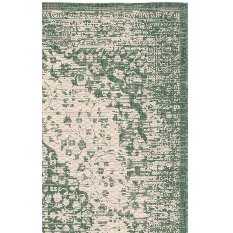 Tapis intérieur / extérieur vert foncé / beige Dracut, Rectangle 5 pi 3 po x 7 pi 7 po