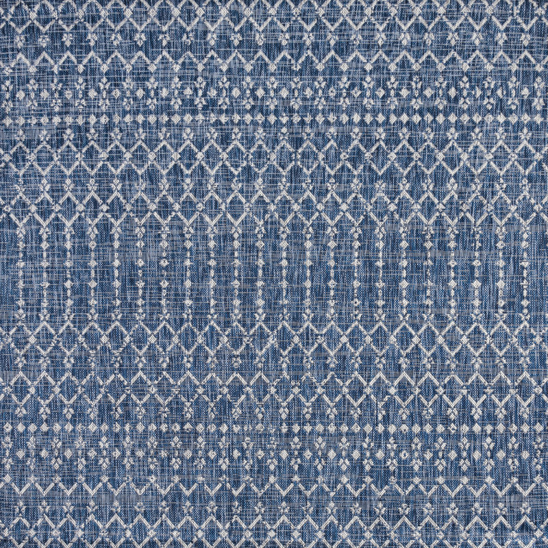 Crompton Moroccan Geometric Textured Weave Indoor/Outdoor Rug, Square 3'1", Navy/Light Gray
