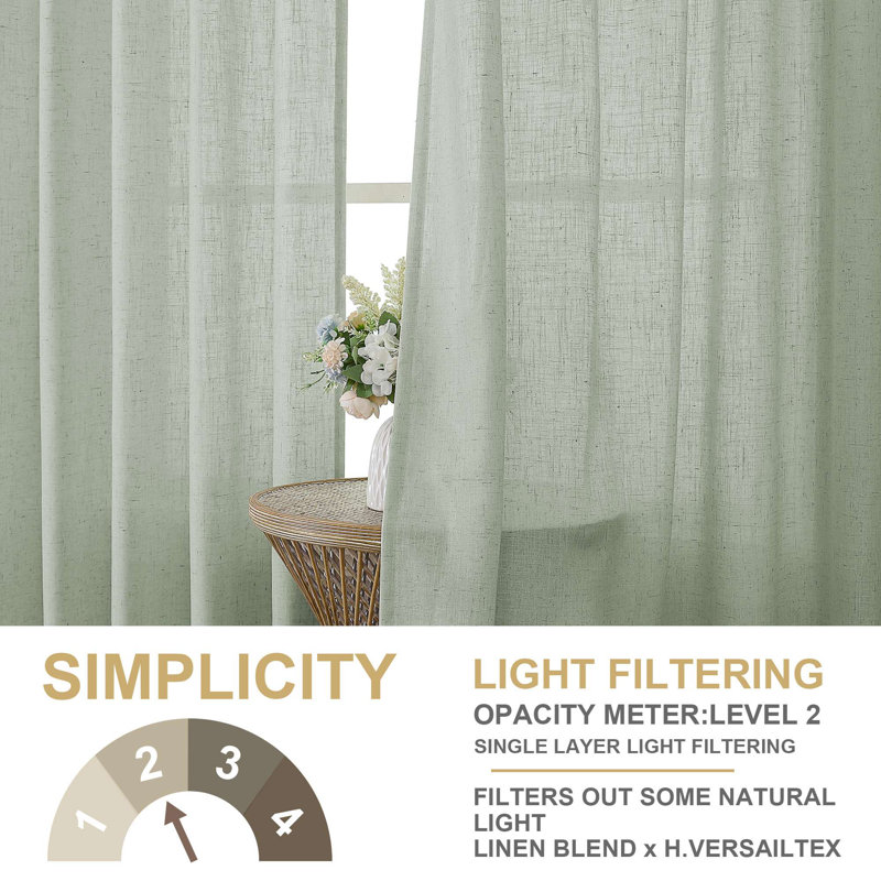 Linen Curtains for Living Room Neutral Modern Farmhouse Window Privacy Linen Fabric Drapes for Farmhouse Window Treatment Panels with Valance,2 Panels