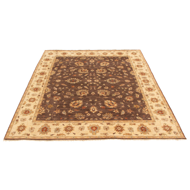 Tapis brun torsadé noué à la main 8 pi 1 po x 10 pi 1 po Chobi