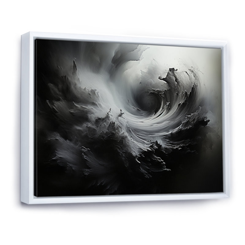 Impression sur toile «Gray Tempest Dance In Storm II - Storms», Cadre flottant blanc, H 12 po x l 20 po x P 1 po