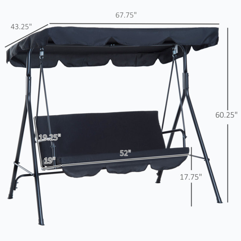 Virag Steel Outdoor Lounge Chair, Black