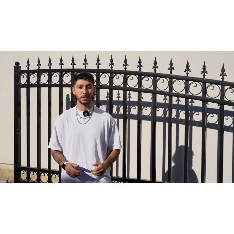 Madrid Style Black Steel Driveway Gate with Hardware and Posts