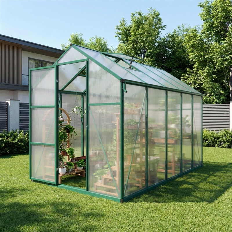 Serre en aluminium 6X10 pi, Vert, H 7,2 pi x l 6,1 pi x P 10,1 pi