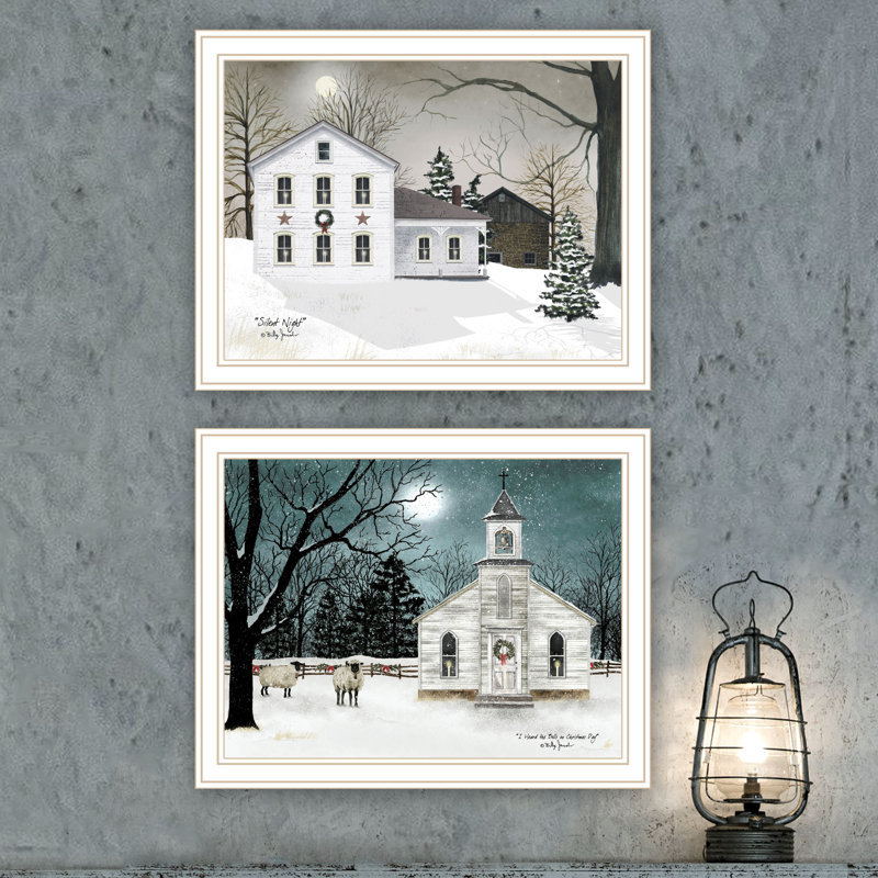 The Holiday Aisle® 2 pièces Vignette Silent Night, impression murale pour salon, chambre à coucher, impression murale pour la décoration intérieure par Billy Jacobs