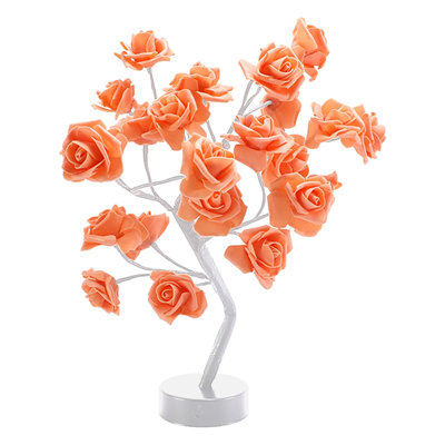 Night Light Rose Flower Table Tree Light 24 LEDs Desk Top Bonsai Lighted Tree Battery Operated USB Plug Powered Tree Table Lamp Rose Flower Desk Tree Lamp For Home Party We