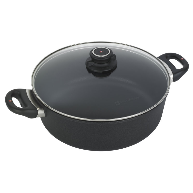 Swiss Diamond Induction Braiser Aluminum Round with Lid, 5.3 Qt.