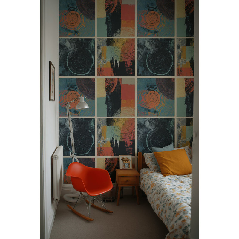 Papier peint moderne à motif abstrait grain de bois pelez et collez, décoration murale rétro amovible