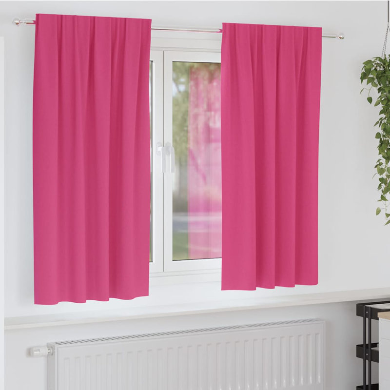 Blackout Curtain Pair, 175cm Width x 140cm Drop, Bright Pink
