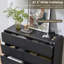 Commode 6 tiroirs Black Farmhouse, commode en bois rustique, rangement polyvalent pour la chambre à coucher et le salon