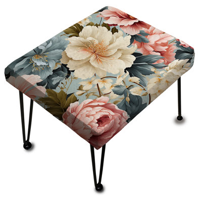 Motif victorien rose et beige à motif floral - Repose-pieds rectangulaire floral