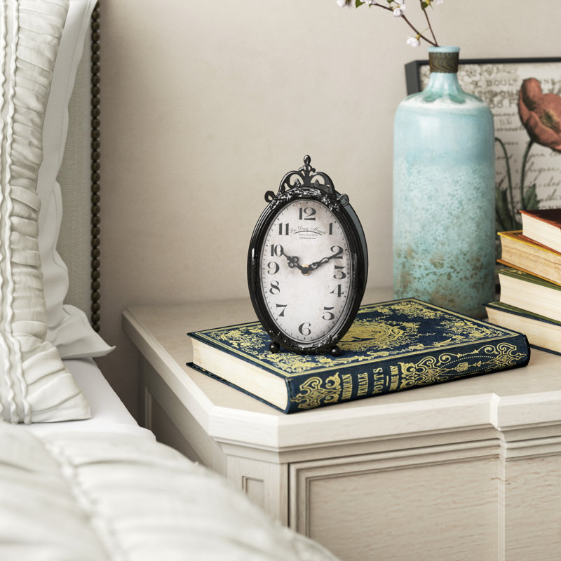 Meyonne Analog Quartz Movement / Crystal Tabletop Clock in Rustic Black