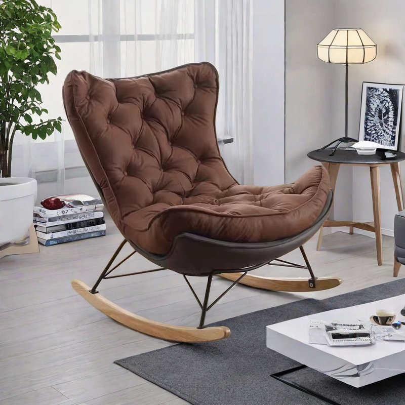 Chaise berçante Creative, Gris foncé / café foncé