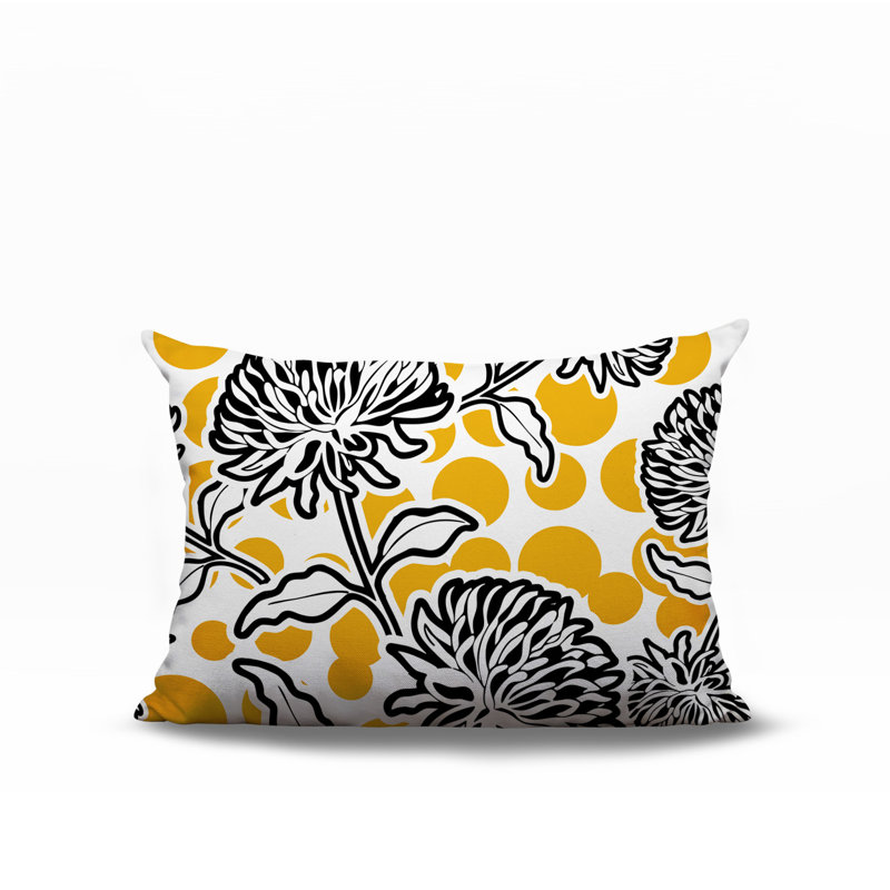 Oreiller rectangulaire réversible intérieur / extérieur Jae, Jaune, Rectangle H 18 po x l 25 po