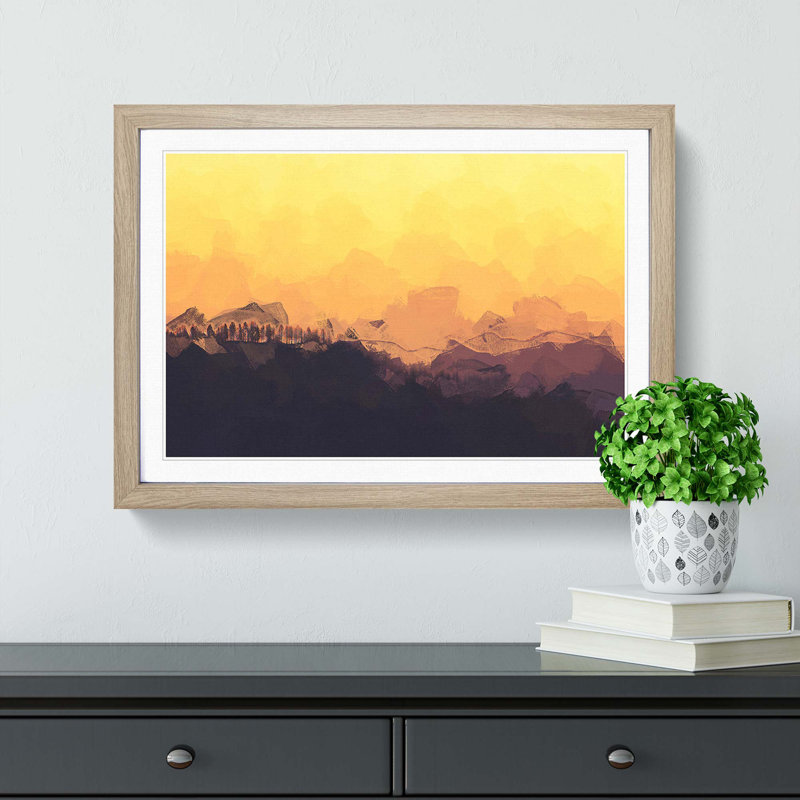 Sunset View in Abstract - Picture Frame Graphic Art Print, Oak Framed, 36cm H x 48cm W x 2cm D