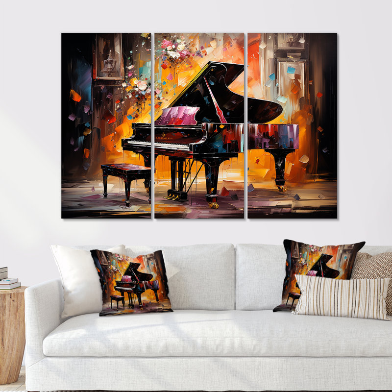 «Multicolor Piano Harmony In Hues», ensemble d'art mural sur toile piano, H 32 po x l 48 po x P 1 po