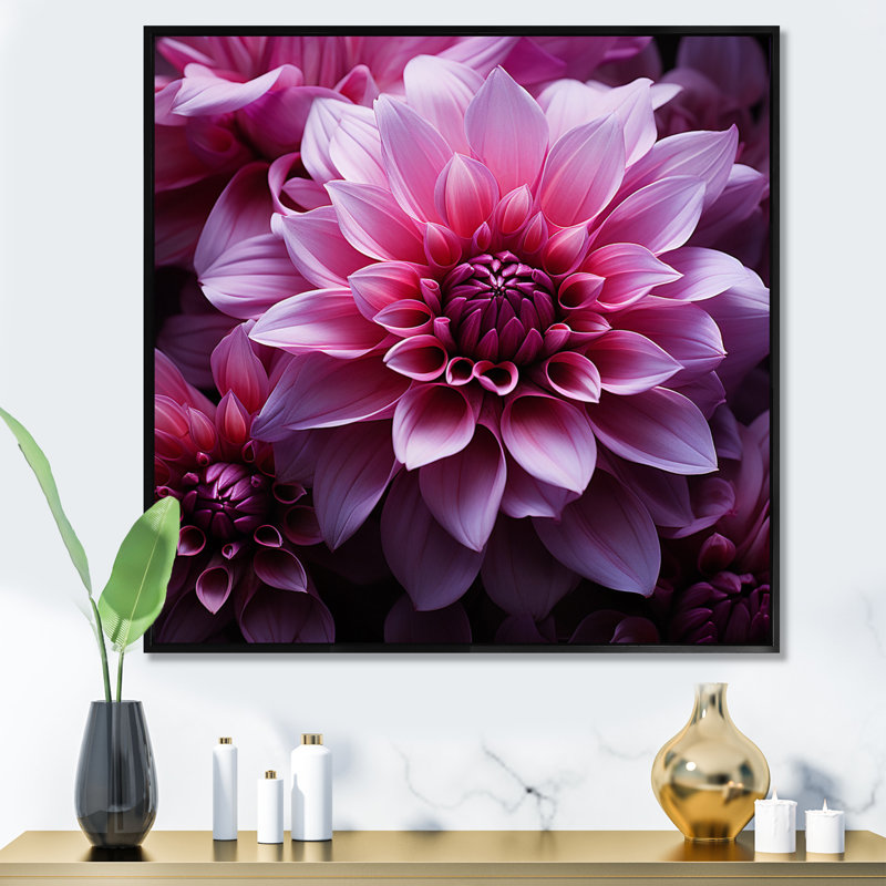 Magenta Melody I - Abstract Collages Canvas Art Print, Cadre flottant noir, H 36 po x l 36 po x P 1,5 po