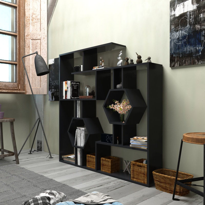 Swenson 134cm H x 134cm W Bookcase, Black