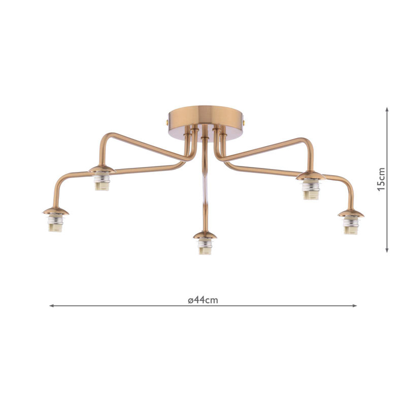 FEYA 5LT SEMI FLUSH FRAME ONLY, Antique Bronze