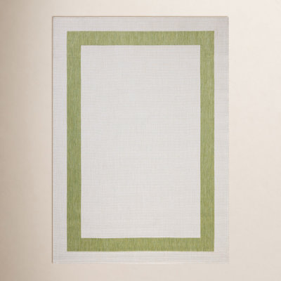 Easton Green Ivory Geometric Outdoor Rug