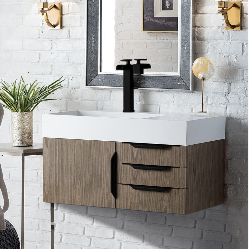 Mercer Island 36'' W Single Vanity, Matte Black, Ash Gray, Glossy White
