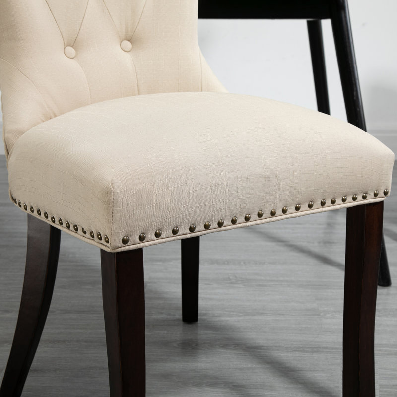 Knavel 20'' H Tufted Fabric Upholstered Side Chair, Beige