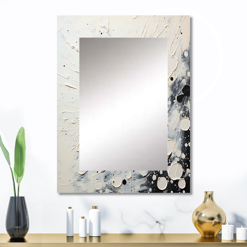 Gris gris Mid Century Minimalist Wave - miroir mural minimaliste, miroir unique gris, impression sur métal, 32 po x 24 po