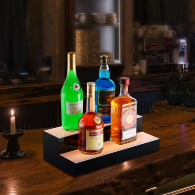 Ivy Bronx LED Lighted Liquor Bottle Display Bar Shelf RF & App Control 2-Step