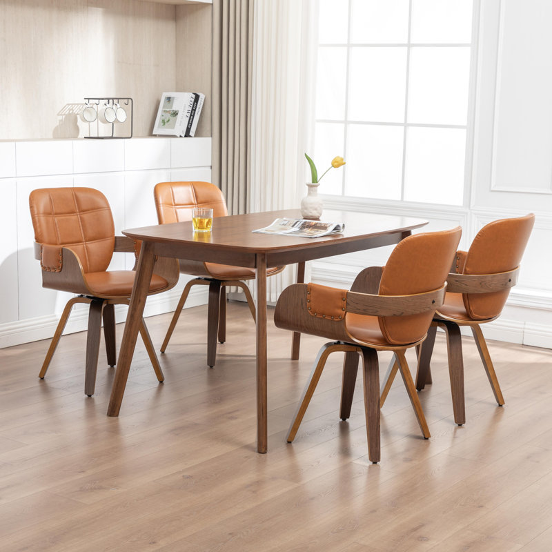 Braiden Swivel Faux Leather Dining Chair, Light Brown