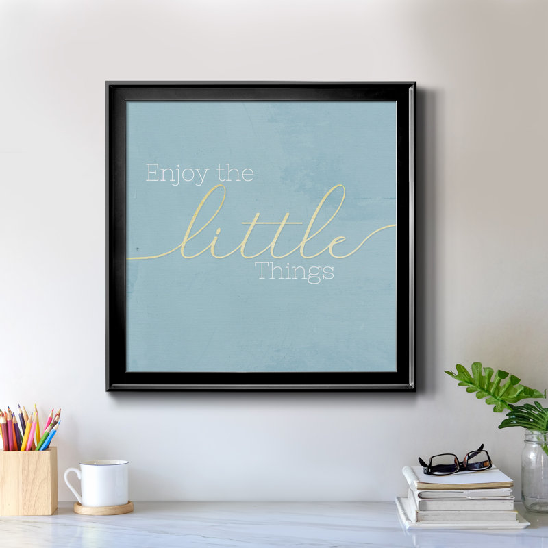 Enjoy the Little Things - Reproduction d'art textuel sur toile encadrée, H 17,5 po x l 17,5 po x P 1,5 po, Cadre noir