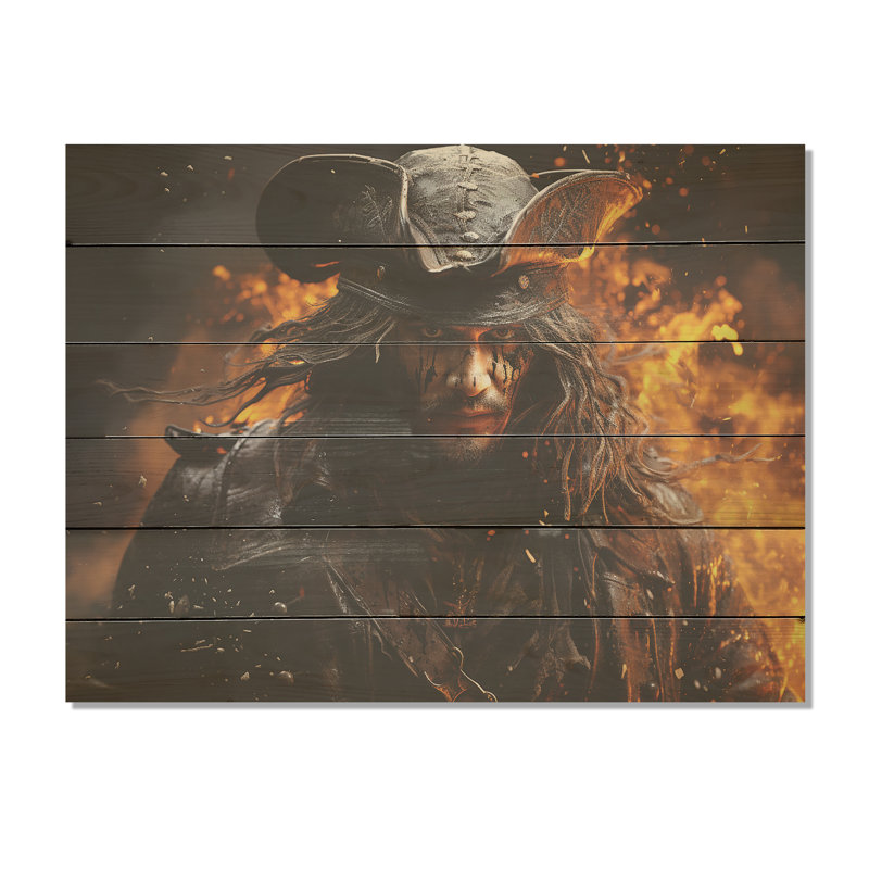 «Pirates Fired Vengeance I», art sur bois de pin naturel, H 10 po x l 20 po
