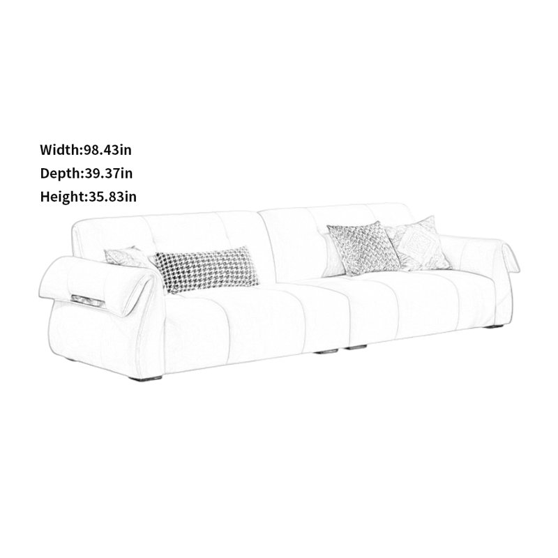 Creative Minimalist Casual Sofa, 35.83" H x 98.43" W x 39.37" D, Beige