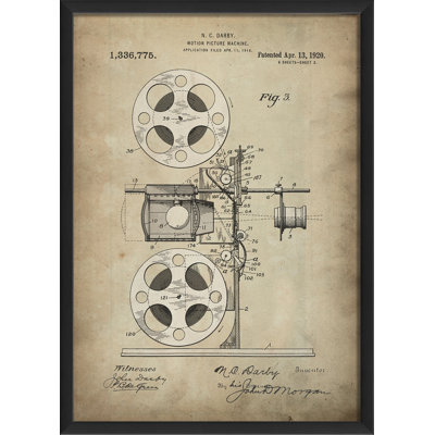 « darby movie projector brevet », impression encadrée